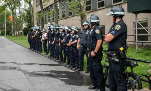 "a line of police officers"