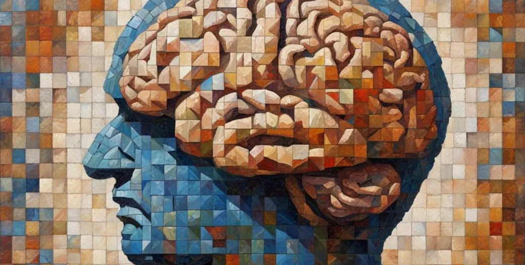 ""human brain in a mosaic art style