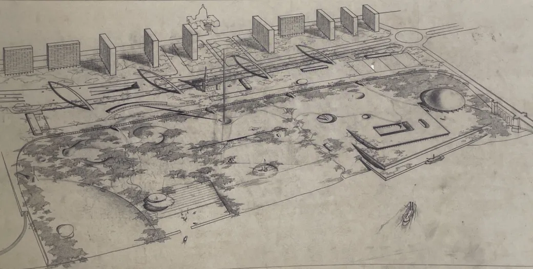 "original sketch detailing plans the Jefferson National Memorial Park"